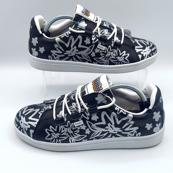 GOATS Leather Upper Sneakers Black Silver Flowers Women's Size 7.5 - Picture 3 of 10